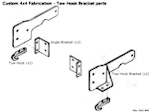 Drawing: Tow Hook Bracket exploded-view isometric drawing.
