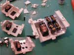 Construction progression. The plastic switch assembly had to be heavily modified.