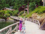 Emily and Julia on a board walk.