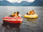 Seth, Kyle, ? and Chris on the tubes and ready for battle.